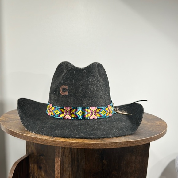 Black Western Hat with Colorful Band - Picture 1 of 3